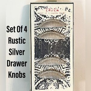 Pretty Set Of 4 Rustic Silver Replacement Knobs For Dressers Or Cabinet Drawers